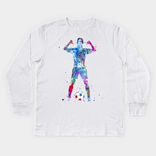 Female Soccer Player Kids Long Sleeve T-Shirt